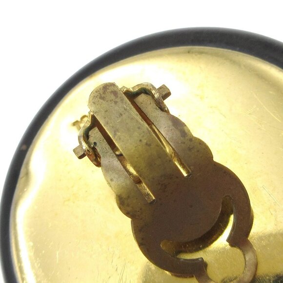 Chanel Quilted Button Earrings Clip-On Gold Black - Picture 4 of 7